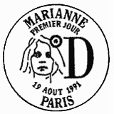 Cachet de Marianne de Briat - Lettre D rouge non dentelé pour carnet Cachet de Marianne de Briat - Lettre D rouge non dentelé pour carnet