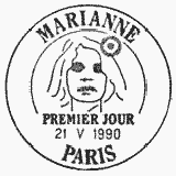 Cachet de Marianne de Briat - 1F orange Cachet de Marianne de Briat - 1F orange
