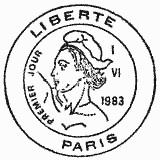 Cachet de Liberté de gandon - 10F violet Cachet de Liberté de gandon - 10F violet