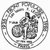 Cachet de Front Populaire 1936-1986 "Les loisirs"