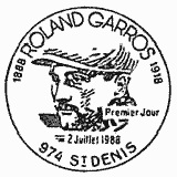 Cachet de Centenaire de la naissance de Roland Garros 1888-1918