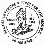 Cachet de Jean Hélion "Le peintre piétin par son modèle"