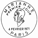 Cachet de Marianne de Béquet - 45c bleu Cachet de Marianne de Béquet - 45c bleu