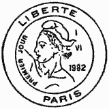 Cachet de Liberté de Gandon - 2F60 bleu Cachet de Liberté de Gandon - 2F60 bleu