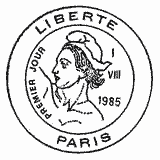 Cachet de Liberté de Gandon - 3F20 bleu Cachet de Liberté de Gandon - 3F20 bleu