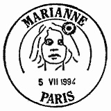 Cachet de Marianne de Briat - 2F bleu Cachet de Marianne de Briat - 2F bleu