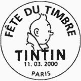 Cachet de Tintin et Milou, avec vignette