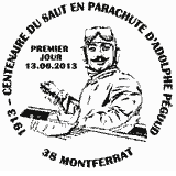 Cachet de Adolphe Pegoud - Centenaire du premier saut en parachute 1913