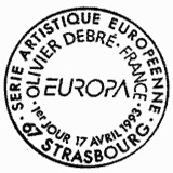 Cachet de Europa Olivier Debré "Rouge rythme bleu"