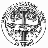 Cachet de Nimes Jardins de la Fontaine Sculpture du bassin de Nymphes Cachet de Nimes Jardins de la Fontaine Sculpture du bassin de Nymphes