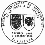 Cachet de Deuxième centenaire du rattachement de la Corse à  la France