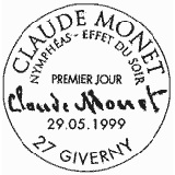 Cachet de Claude Monet 1840-1926 "Nymphéas, effet du soir"