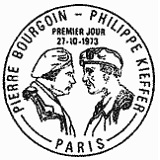 Cachet de Pierre Bourgoin et Philippe Kieffer Compagnons de la Libération Cachet de Pierre Bourgoin et Philippe Kieffer Compagnons de la Libération