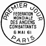 Cachet de Fédération Mondiale des Anciens Combattants Paris 1961 Cachet de Fédération Mondiale des Anciens Combattants Paris 1961