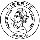 Cachet de Liberté de Gandon - 0F15 rose Cachet de Liberté de Gandon - 0F15 rose