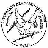 Cachet de Plantu Libération des camps 1945 - 2005 Cachet de Plantu Libération des camps 1945 - 2005