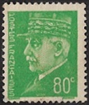 Maréchal Pétain - 80c vert-jaune - type Hourriez