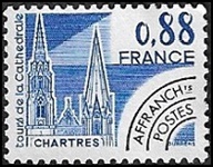 Chartres Les tours de la cathédrale Préoblitéré