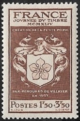 Journée du timbre 1944 - Création de la Petite Poste par Renouard de Villayer en 1653