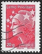 Marianne de Beaujard Lettre prioritaire 20 g France rouge