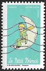 Le Petit Prince assis sur la lune