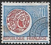 Monnaie gauloise 0F70 bleu et brun-rouge -
 Préoblitéré