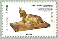 Chèvre couchée, bronze doré - Jane Poupelet